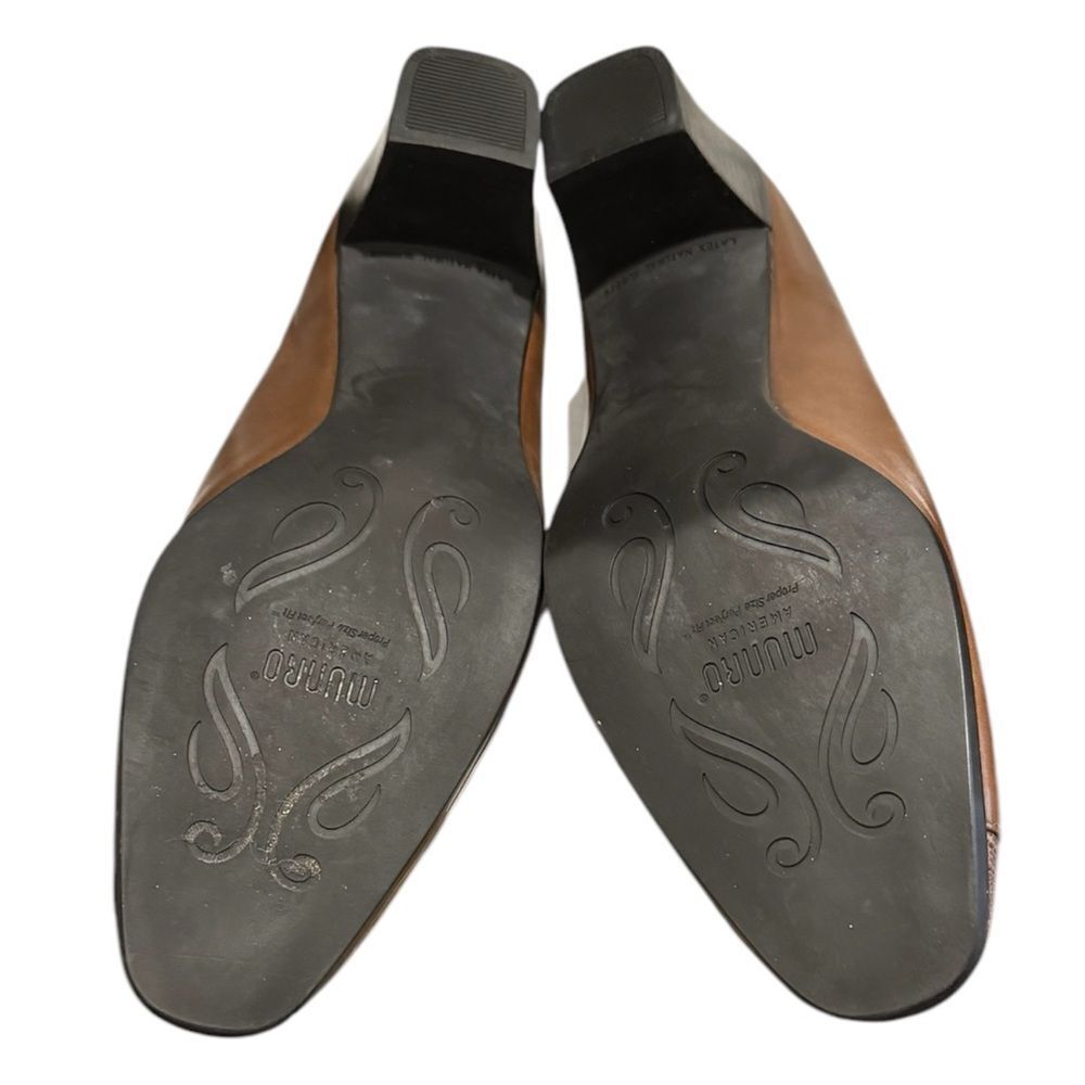 Munro Cassie Women's Tan Brown Leather Slide Heeled Mules 8.5 8.5N - Picture 6 of 6